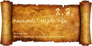 Kmetykó Hilária névjegykártya